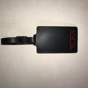 Brand New TUMI Black Leather Luggage Tag with Logo